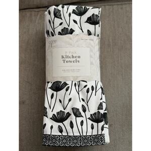 Core 8 pk 100% Cotton Kitchen Towel Set, Black & White